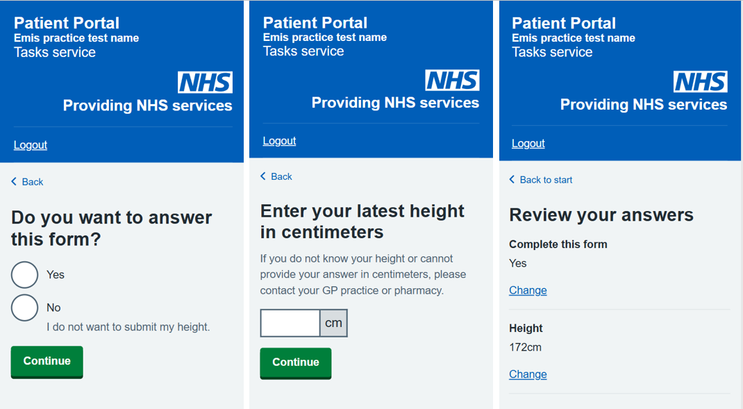 Height Level Names Height Questionnaire